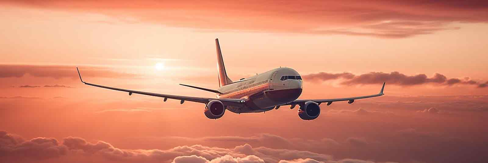 Airplane flying in the clouds